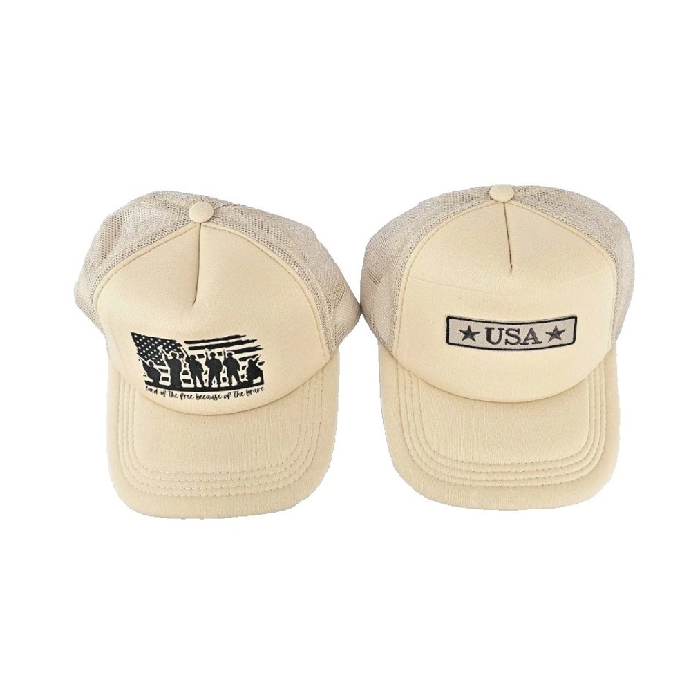 Set Of 2 Play Fun Work‎ Trucker Hat Cap Mesh Back Snap Back USA Freedom Brave